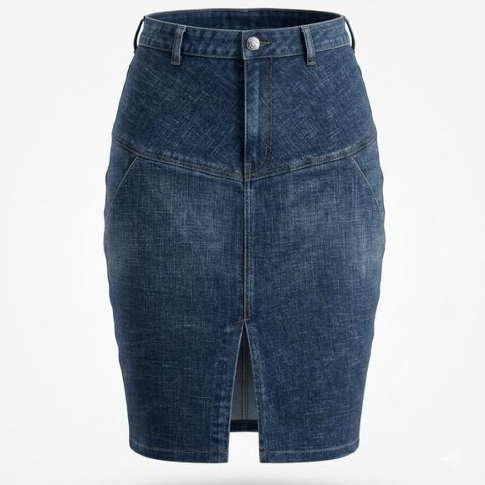 Vintage 90s Versace Jeans Signature Denim Pencil Skirt Ittierre Made in Italy 26